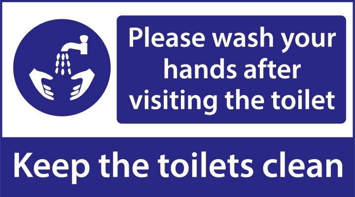 Text Keep The Toilet Clean Sign Board 14in x 8in For Washroom Bathroom Door 5mm Thick Emergency Sign
