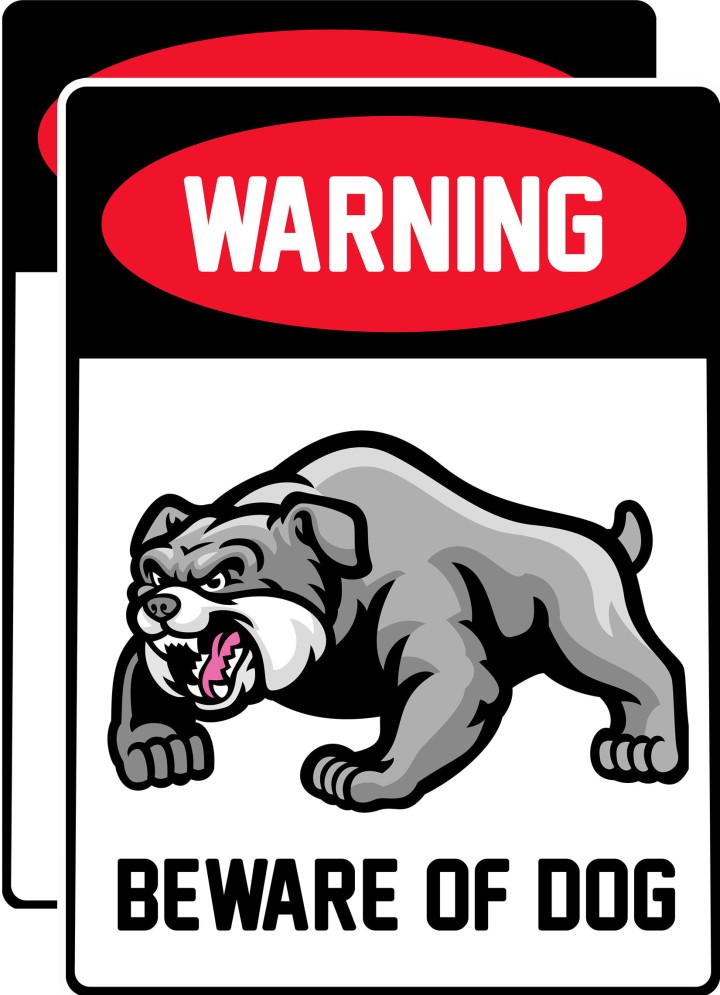 Beware of Dog Sign Pack of 2 Pics Self Adhesive Sticker (Pack of 2)