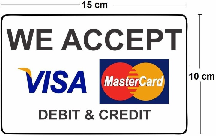Text Credit Debit Card Sign Stickers - Set of 2 Self Adhesive Sticker (Pack of 2) - Image 2
