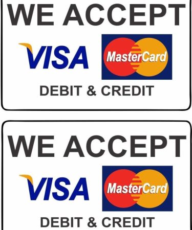 Text Credit Debit Card Sign Stickers - Set of 2 Self Adhesive Sticker (Pack of 2)