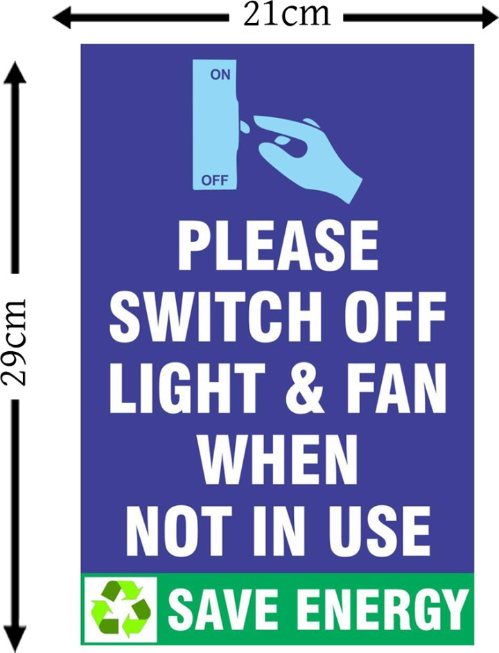 12 inch x 8 inch Swich off Light & Fan Self Adhesive Sticker (Pack of 1) - Image 2