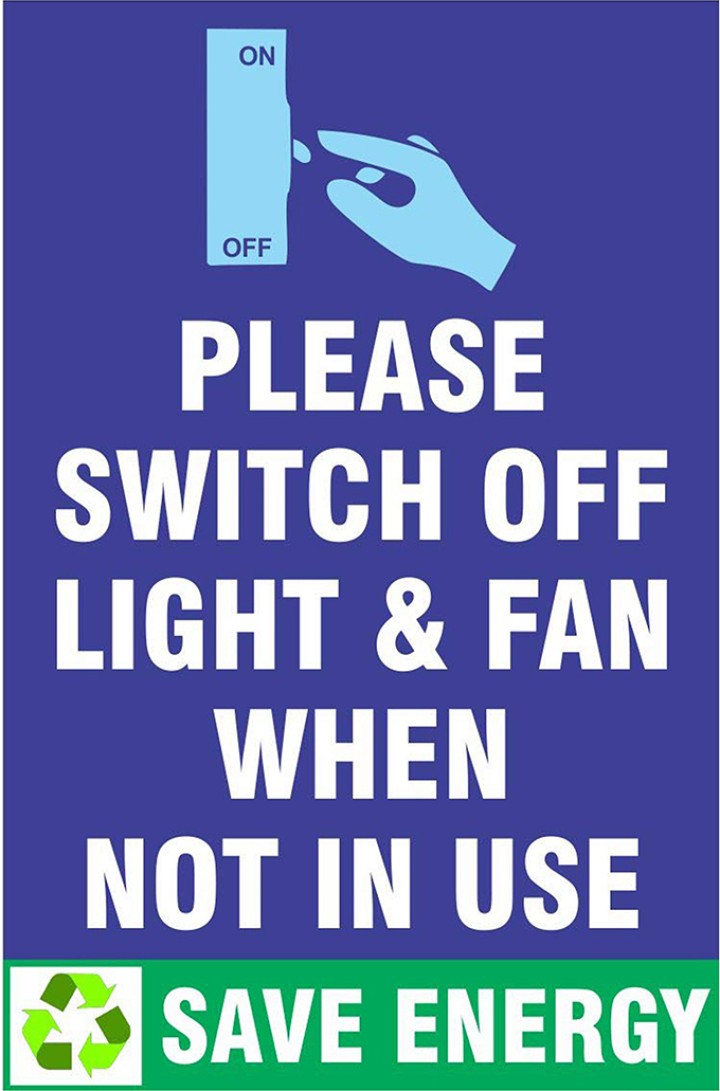 12 inch x 8 inch Swich off Light & Fan Self Adhesive Sticker (Pack of 1)