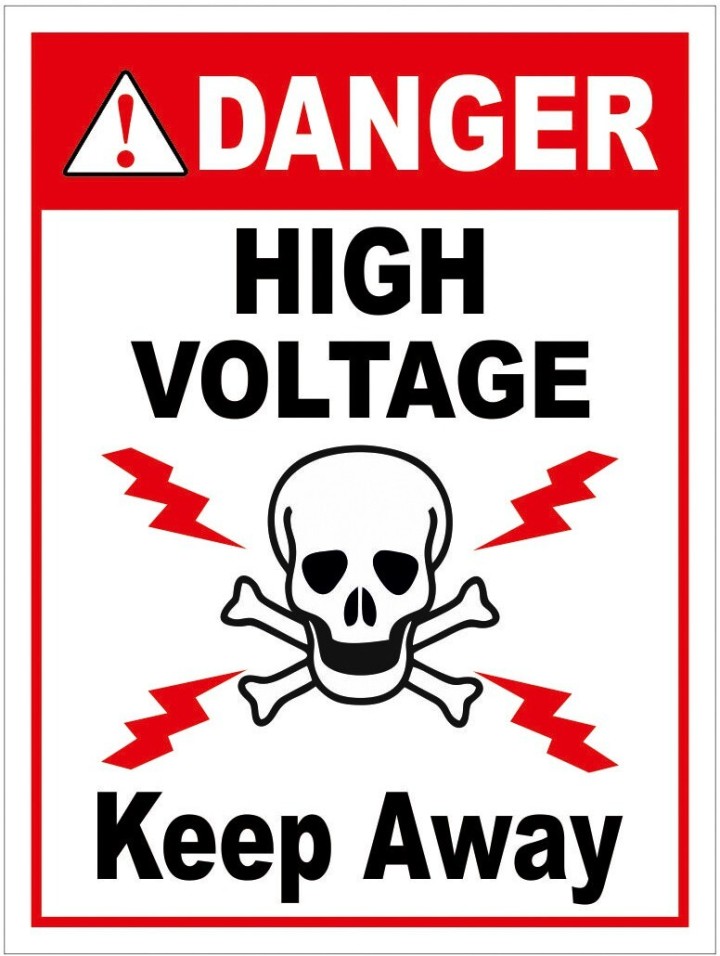 Stickers guru Decor Danger High Voltage signboard Self Adhesive Sticker pack of 2