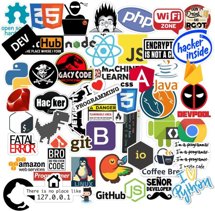 Programmers Stickers for Laptop, Diary, Guitar, Mobile Phone-Waterproof Self Adhesive Sticker (Pack of 30)