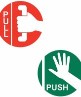 Stickers guru 13 cm Self Adhesive Push and Pull text printed Removable Sticker (Pack of 1)