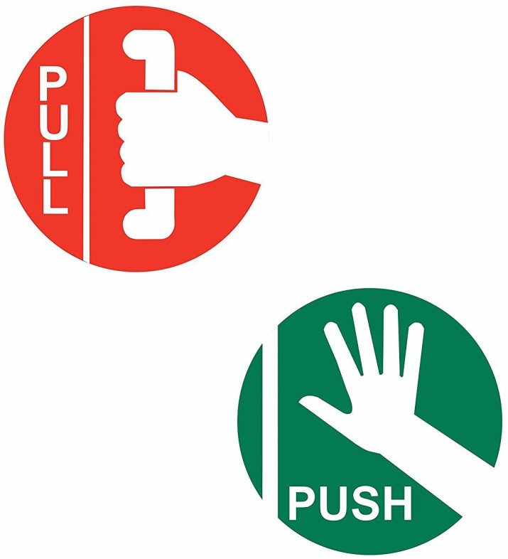 Stickers guru 13 cm Self Adhesive Push and Pull text printed Removable Sticker (Pack of 1)