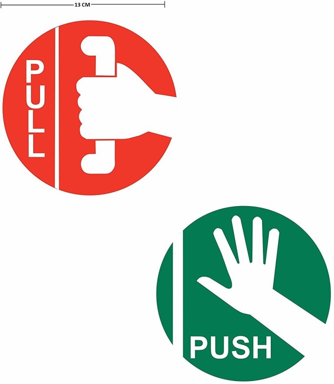 Stickers guru 13 cm Self Adhesive Push and Pull text printed Removable Sticker (Pack of 1) - Image 2