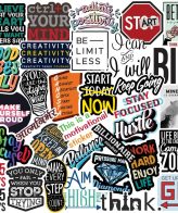 Motivational Stickers for Laptop, Diary, Guitar, Mobile Phone - Waterproof Self Adhesive Sticker (Pack of 50)