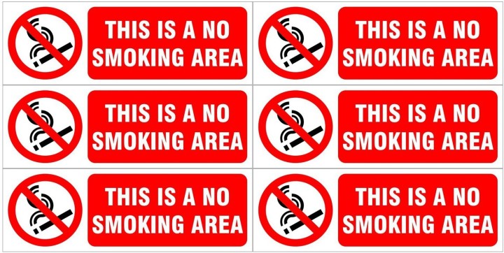 This is a no smoking area Self adhesive sticker Pack of 6
