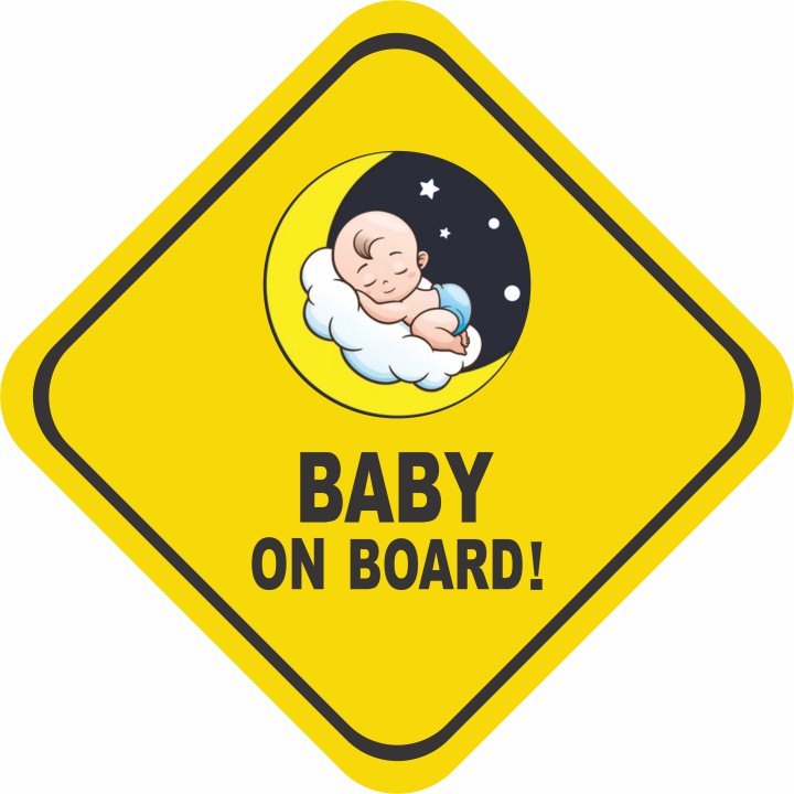 Readymade 26 cm Small Baby in Car/Wall/Glass Window Self Adhesive Sticker (Pack of 1)