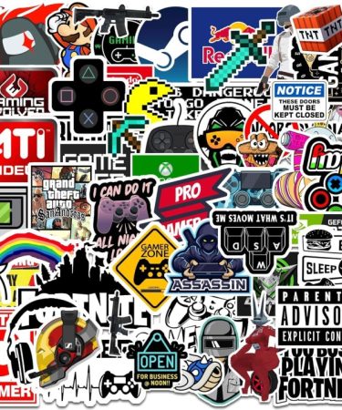 Gaming Stickers for Laptop, Journal, Bike Helmet, Gaming Console, Guitar, Mobile Removable Sticker (Pack of 50)