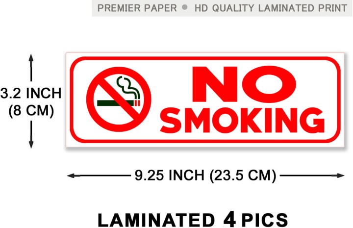 Readymade No Smoking Sticker Sign Size 24x8 CM Pack of 4 Pcs Self Adhesive Sticker (Pack of 4) - Image 2