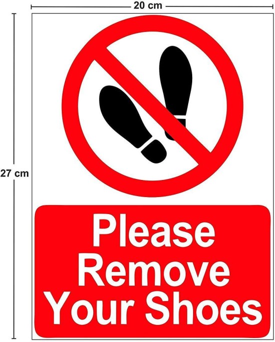 Stickers guru 27 cm Self Adhesive Wall Stickers Remove Your Shoes text printed Removable Sticker (Pack of 1) - Image 2