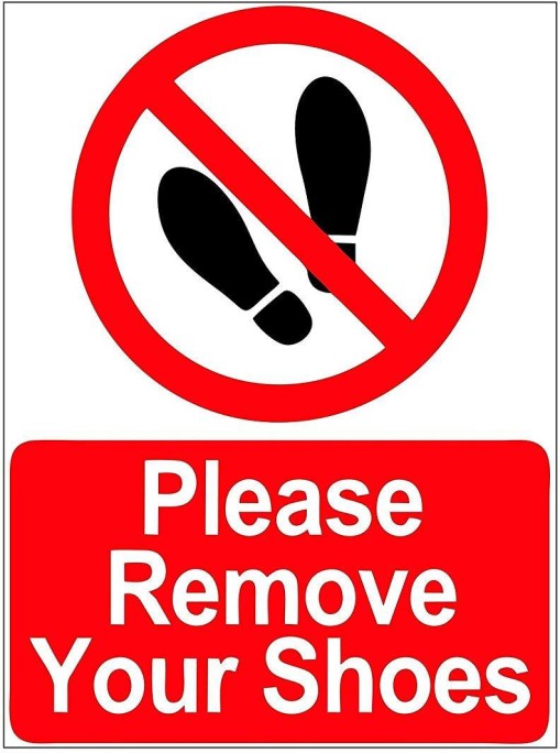 Stickers guru 27 cm Self Adhesive Wall Stickers Remove Your Shoes text printed Removable Sticker (Pack of 1)