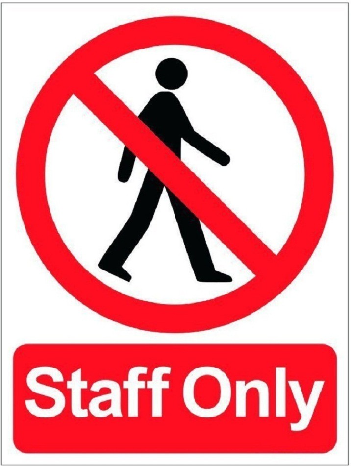 Stickers guru Staff Only Sign Removable Text Sticker (Pack of 2)