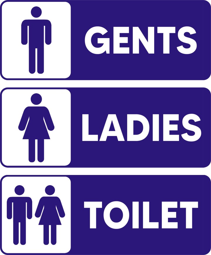 TOILET Stickers Sign Gents Ladies Toilet Door Stickers for Restroom Waterproof Self Adhesive Sticker (Pack of 3)