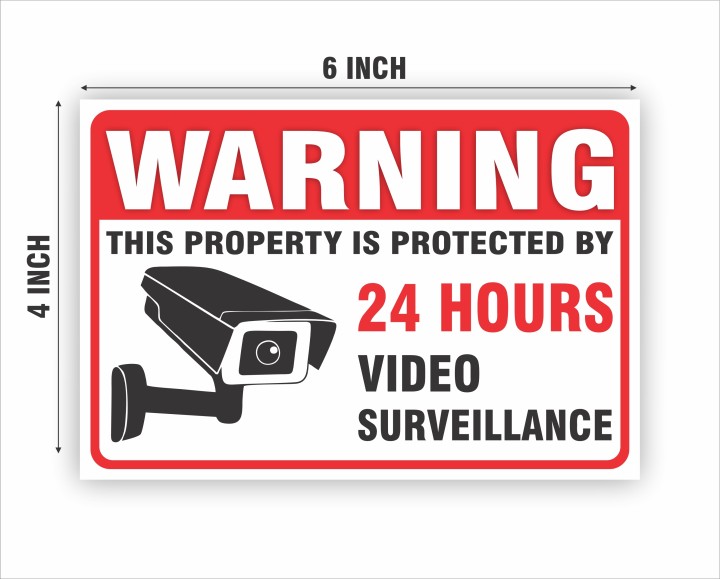 Readymade 15.3 inch Video Recording Surveillance WARNING Sticker Water Proof 4X6 INCH For Office Self Adhesive Sticker (Pack of 12) - Image 2