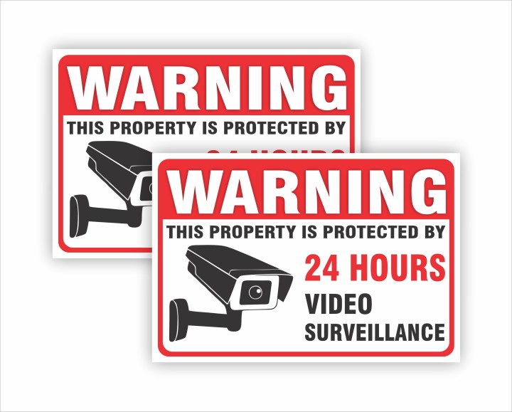 Readymade 15.3 inch Video Recording Surveillance WARNING Sticker Water Proof 4X6 INCH For Office Self Adhesive Sticker (Pack of 12)