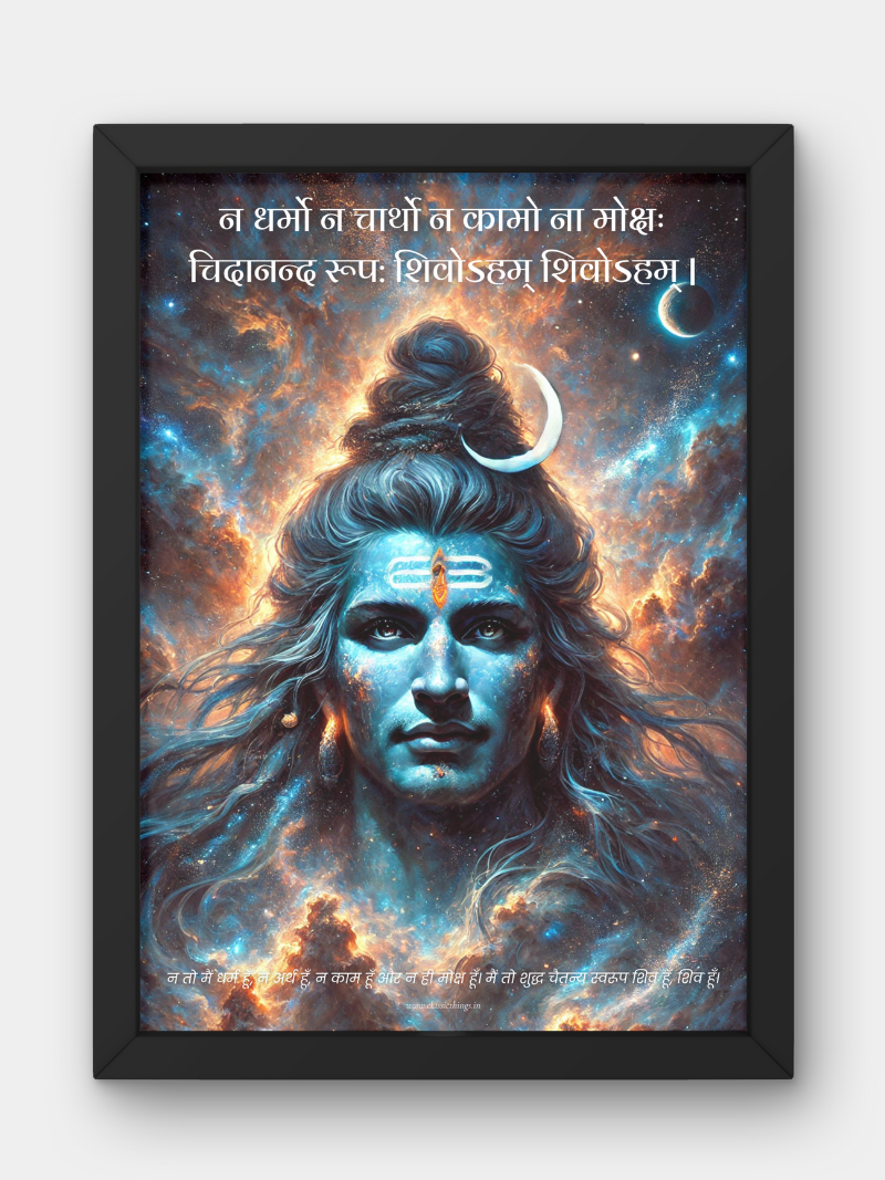 The Bholenath wall photo with frame - A4 Size
