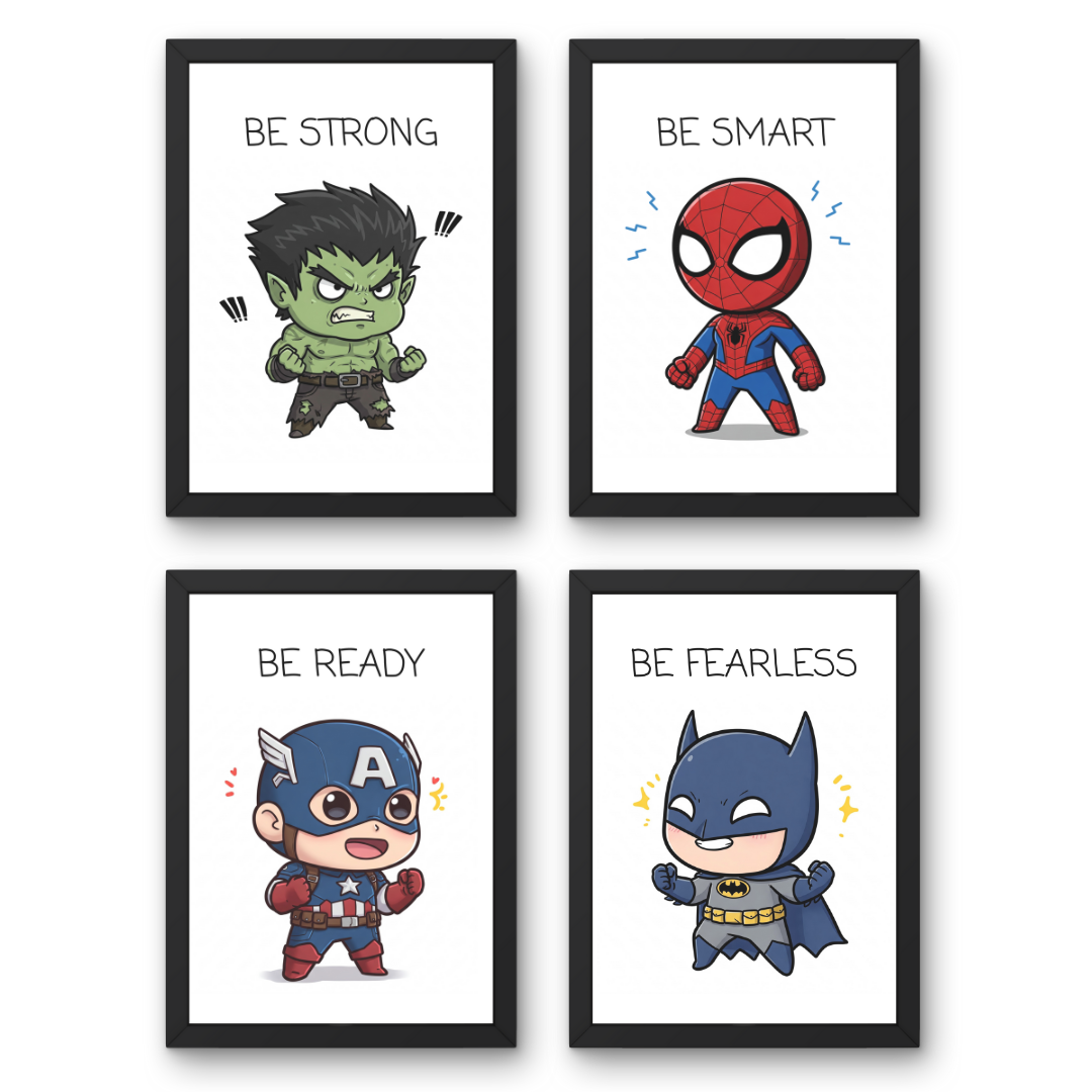 Cartoon Superheroes Wall Photo with Frames - 11x8 Inches
