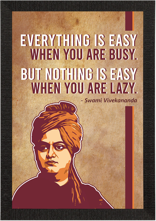 Everything is EASY When you are BUSY.." Swami Vivekananda UV Digital Painting Art