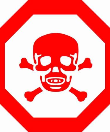 CAUTION WARNING STICKER - Red Head Danger Sign - Self Adhesive Sticker