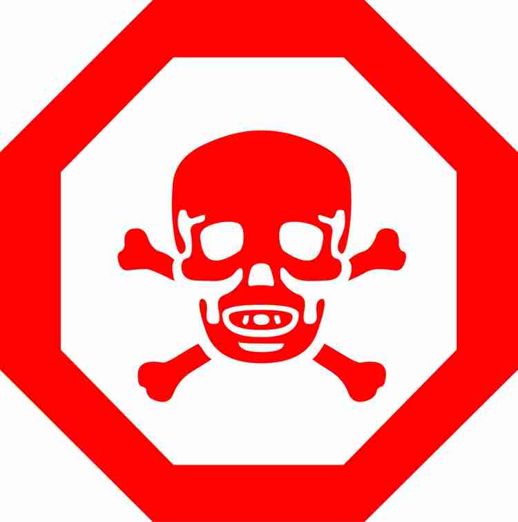 CAUTION WARNING STICKER - Red Head Danger Sign - Self Adhesive Sticker