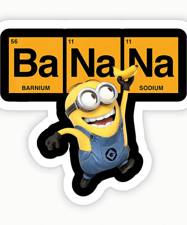 Highfive 3x3 inches Despicable me Minions Banana Sticker Self adhesive