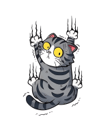Highfive 3x3 inches Grey Cat Scratching Sticker self adhesive