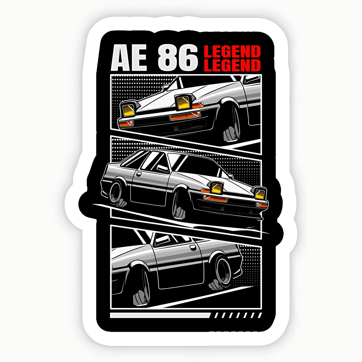 Highfive 3x3 inches Toyota AE86 Legend Sticker Self adhesive