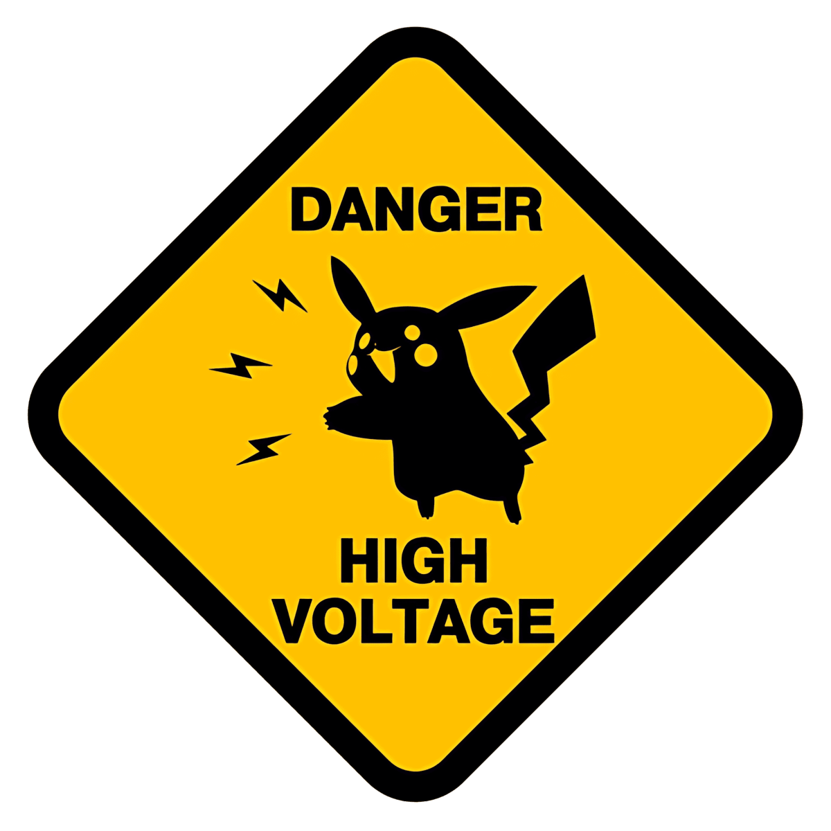 Highfive 3x3 inches Danger High Voltage Pikachu Sticker self adhesive