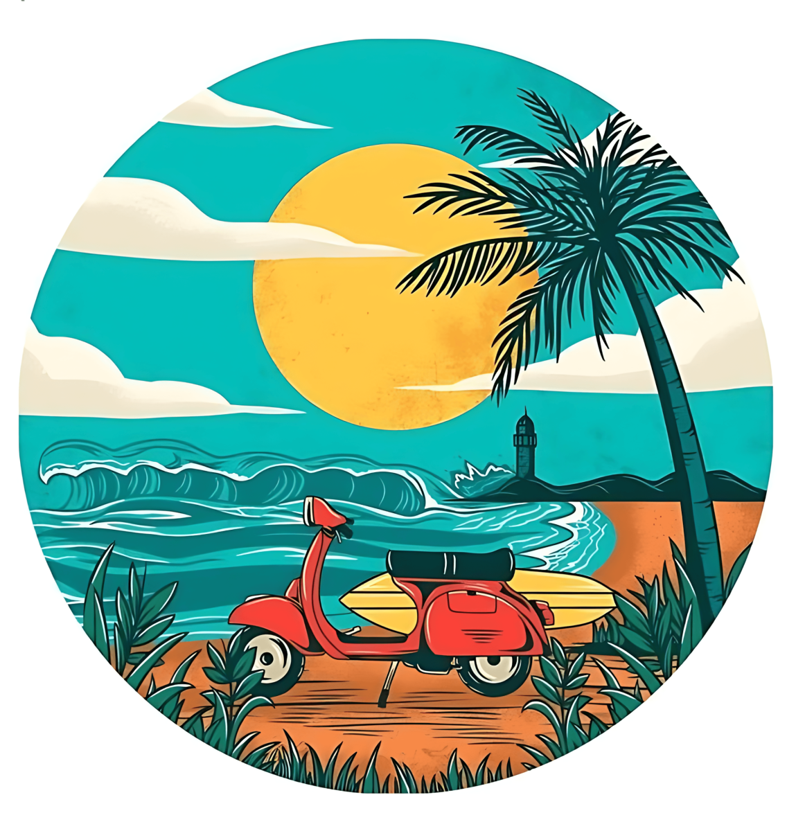 Highfive 3x3 inches Vintage Island Sticker self adhesive