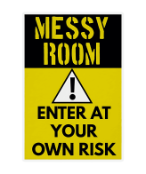 Highfive 3x3 inches Messy room Enter at your own Risk Caution Sticker self adhesive
