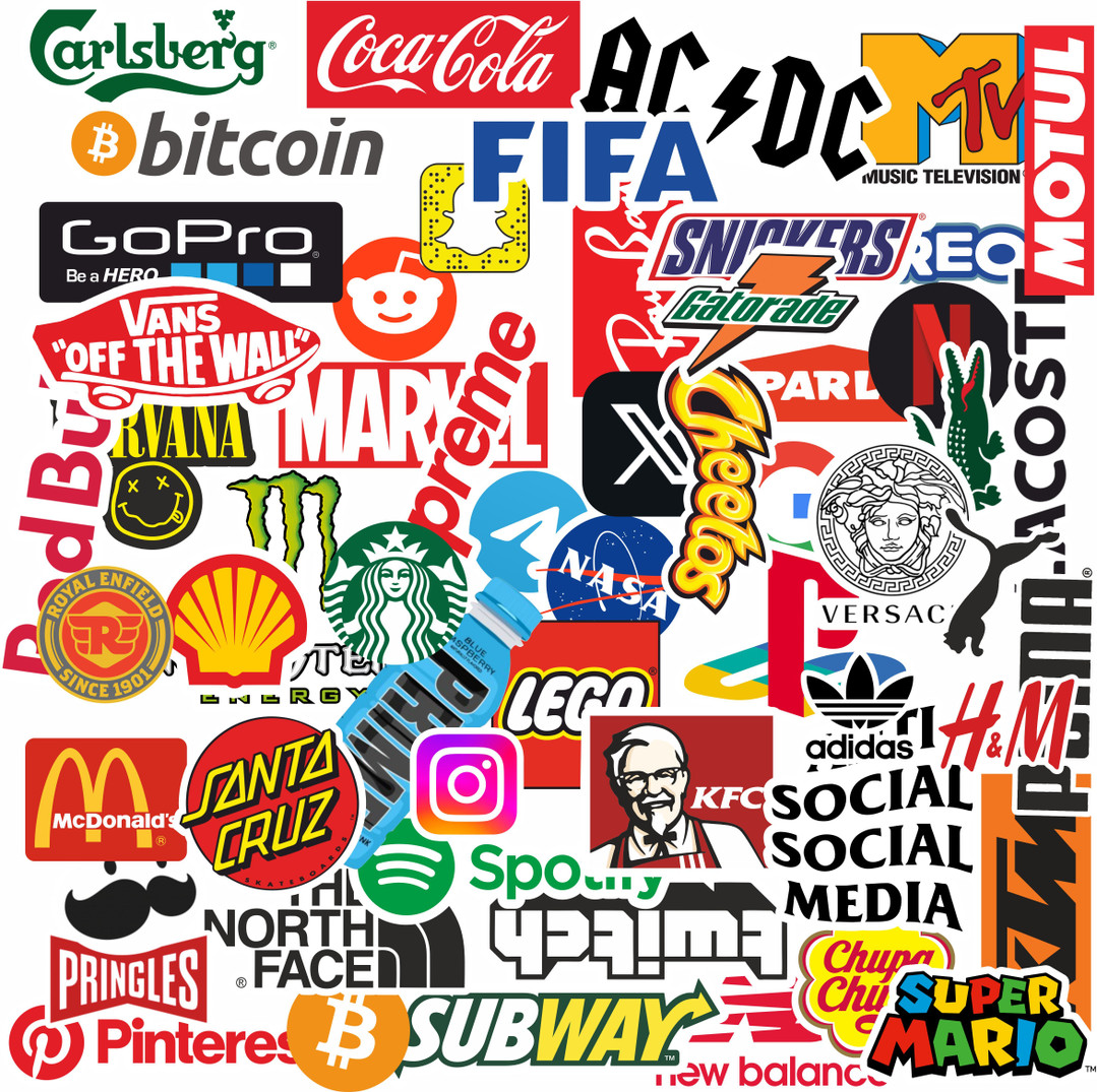 Highfive Laptop Sticker for Programmer, Coder, Developers & IT Professionals Pack of 54 Vinyl, Residue Free, Water Proof, Random Brands Logo Laptop Decal 15.5 self adhesive