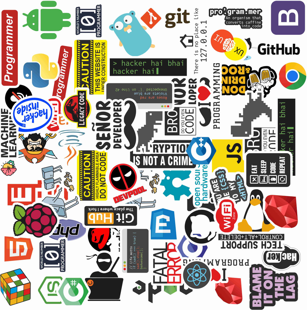Highfive Laptop Sticker for Programmer, Coder, Developers & IT Professionals Pack of 70 Vinyl, Residue Free, Water Proof Laptop Decal 15.5 self adhesive