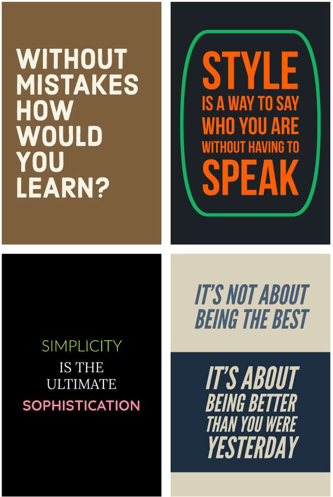 Highfive Pack of 4 Top Best Motivational HD Wall Posters and Inspirational Quotes for Room & Office A4 size back double sided tape