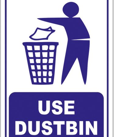 Highfive Use Dustbin Sign board self adhesive
