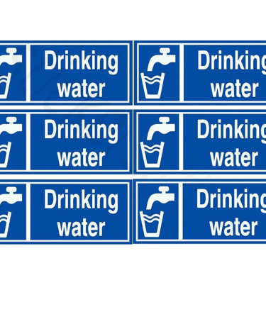 Highfive “drinking water" sign board stickers self adhesive pack of 6