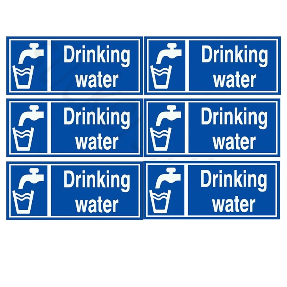 Highfive “drinking water" sign board stickers self adhesive pack of 6