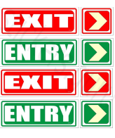 Highfive entery exit Sign Board Sticker self adhesive pack of 4
