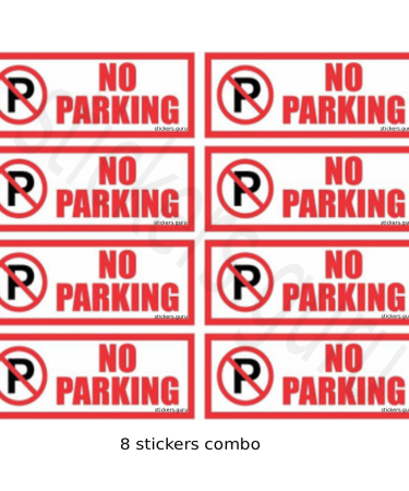 Highfive no parking Sign Board Sticker self adhesive pack of 8