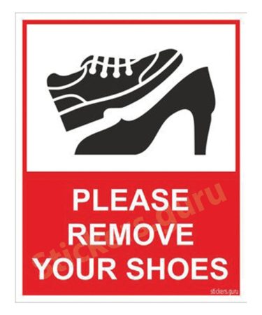 Please remove your shoes sign board stickers self adhesive